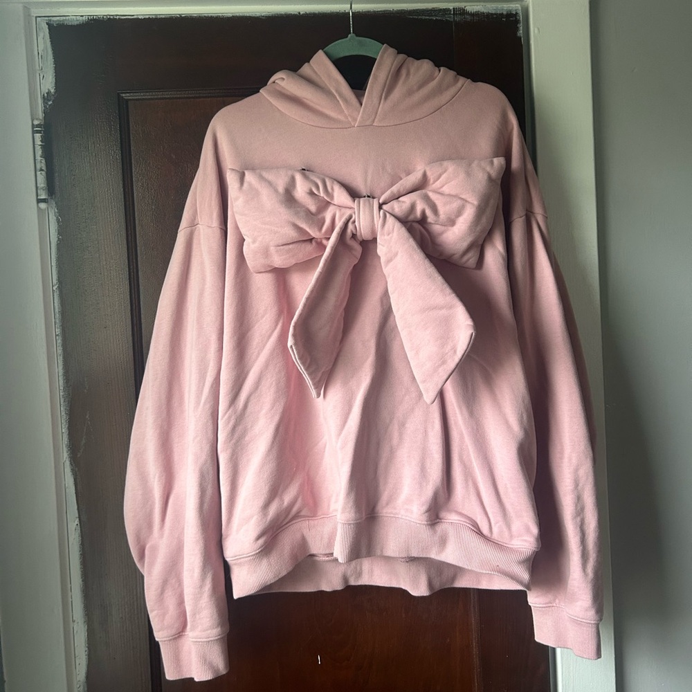 Teddy Fresh Pink Oversized Tie Front Hoodie